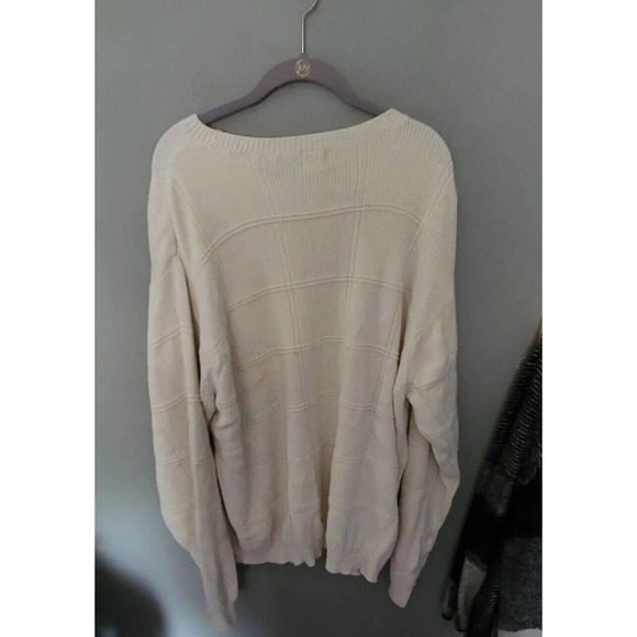 Vintage Grandpa Sweater cotton textured window plaid crewneck sweater XXLT - Picture 2 of 7